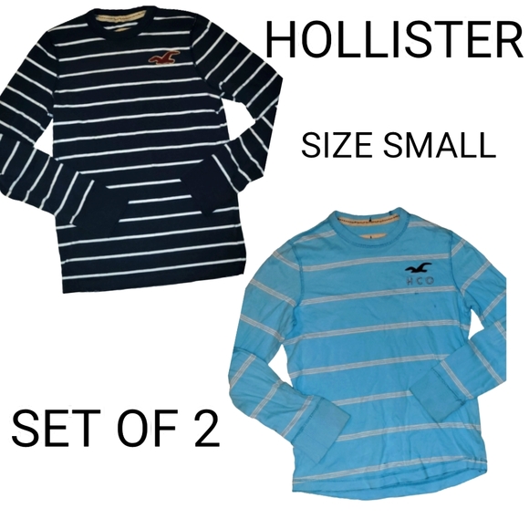 Hollister Other - Hollister 2Pc Mens Striped Shirts Bundle Value Pack Long Sleeve Blue Size Small